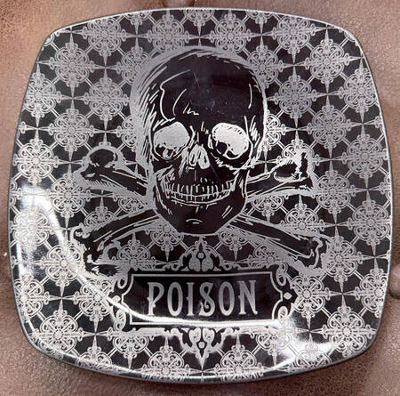 Halloween Skulls Black Square Salad Plate