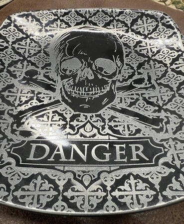 Halloween Skulls Black Square Salad Plate