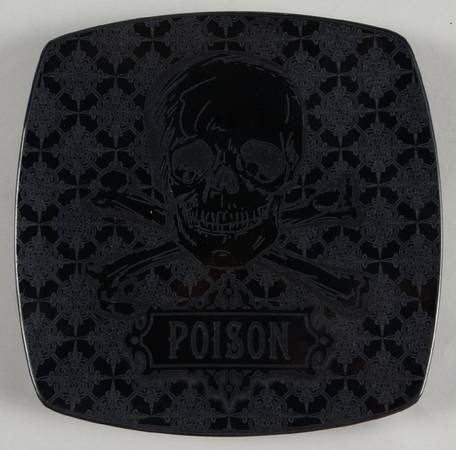 Halloween Skulls Black Square Appetizer Plate