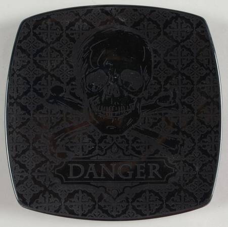 Halloween Skulls Black Square Appetizer Plate
