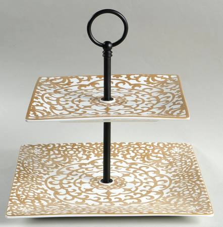 Casbah Gold 2 Tiered Serving Tray (Dinner & Salad Plate)