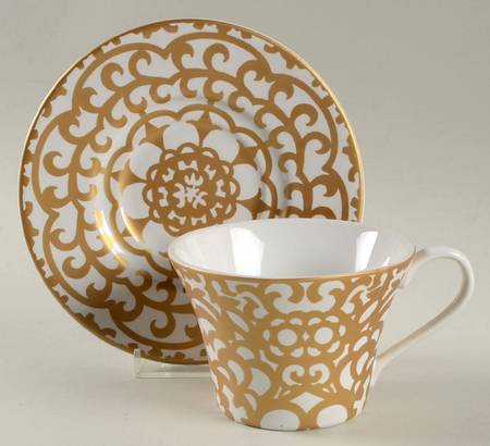 Casbah Gold Flat Cup & Saucer Set