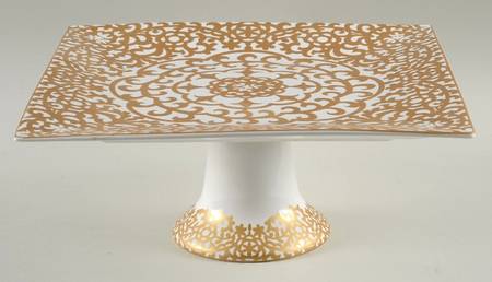 Casbah Gold 10" Diameter Square Pedestal Cake Stand