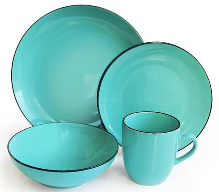 Classic Piping Aqua Dinner Plate