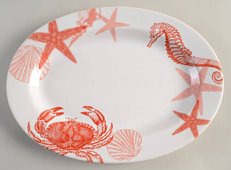 Coastal Life Coral 13" Oval Serving Platter