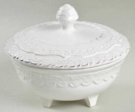 Finezza Cream 5" Round Dish & Lid