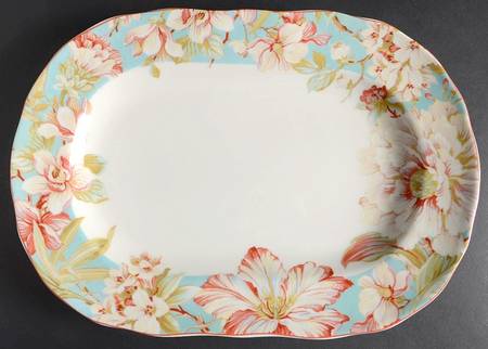 Marley Teal 14" Oval Serving Platter