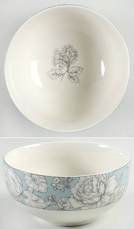 Country Toile Light Blue Soup/Cereal Bowl