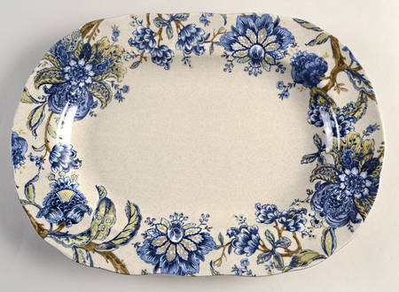 Santosha Blue 14" Oval Serving Platter