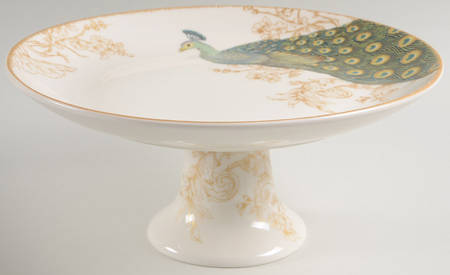 Serene Peacock 10" Diameter Pedestal Cake Stand