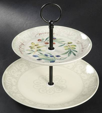 Olive Connoisseur 2 Tiered Serving Tray (Dinner & Salad Plate)