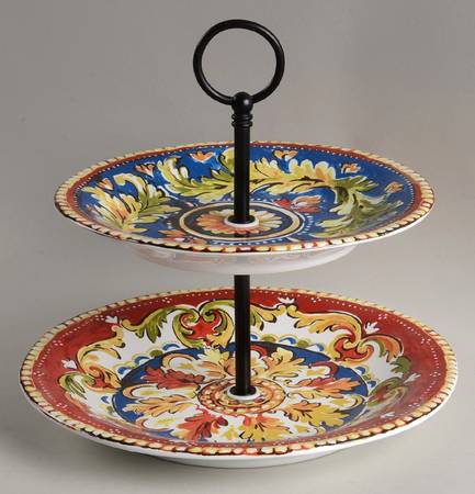 Oberon 2 Tiered Serving Tray (Dinner & Salad Plate)