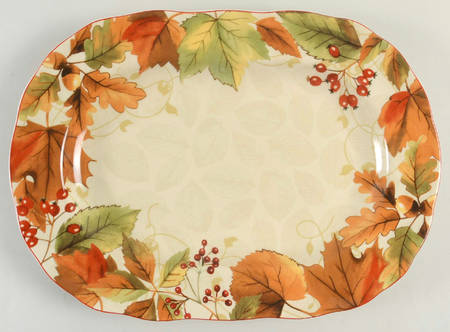 Harvest Festival Cream 14" Oval Serving Platter