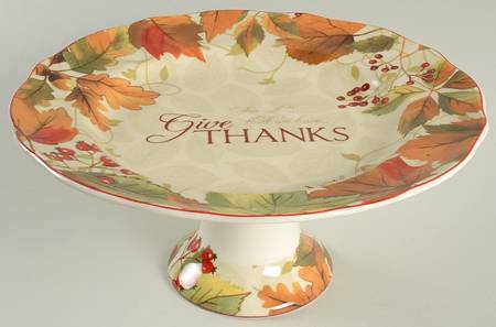 Harvest Festival Cream 11" Diameter Pedestal Cake Stand