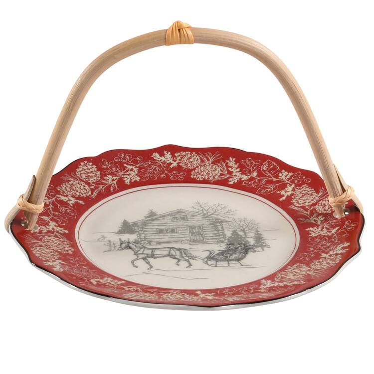 Andover 5 3/8"-5 5/8" Bamboo Handled Serving Plate  HC