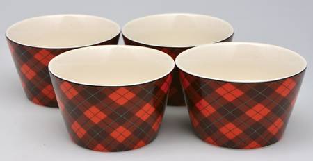 Christmas Plaid Appetizer/Individual Bowl - Set of 4