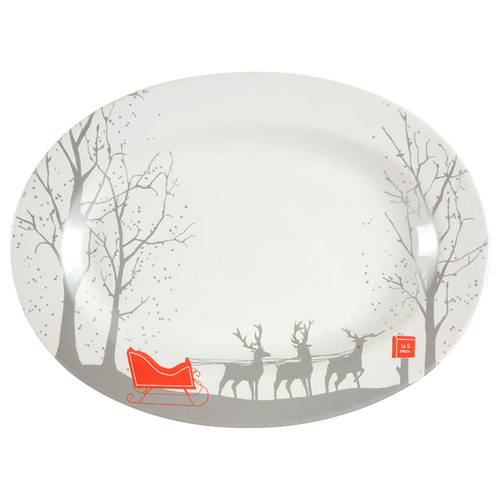 Red Sleigh 14" Oval Serving Platter