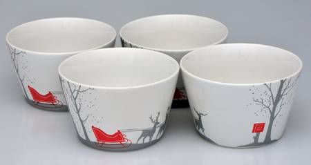 Red Sleigh Appetizer/Individual Bowl - Set of 4