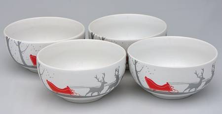 Red Sleigh Coupe Cereal Bowl - Set of 4