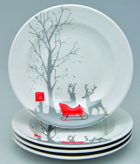 Red Sleigh Appetizer Plate - Set of 4