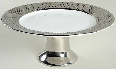 Beaded Silver 11" Diameter Pedestal Cake Stand