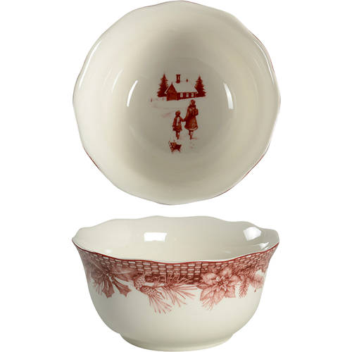 Poinsettia Toile Soup/Cereal Bowl