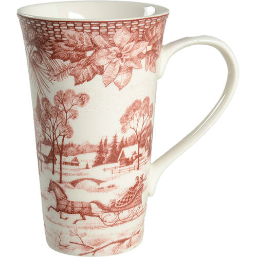 Poinsettia Toile Latte Mug