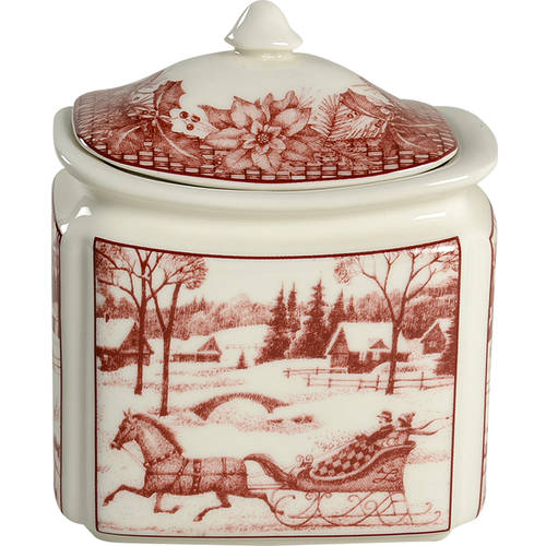 Poinsettia Toile Small Canister & Lid