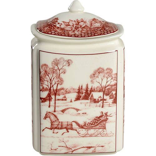 Poinsettia Toile Medium Canister & Lid