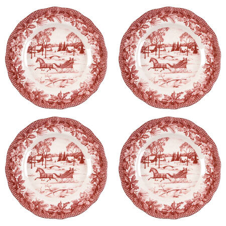 Poinsettia Toile Dinner Plate - Set of 4