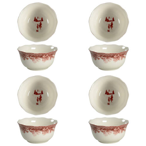 Poinsettia Toile Soup/Cereal Bowl - Set of 4