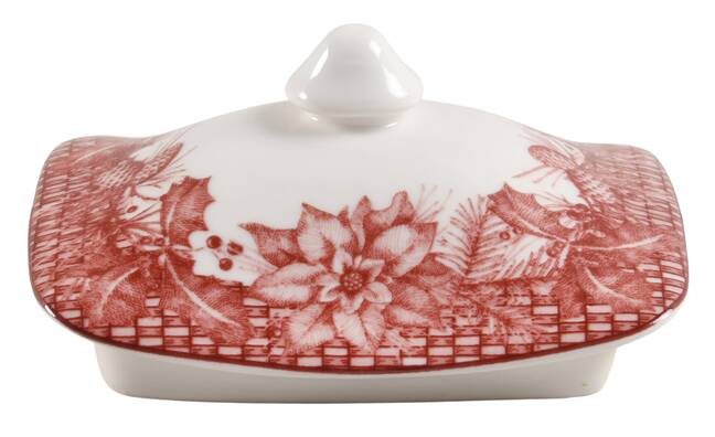 Poinsettia Toile Lid for Large Canister