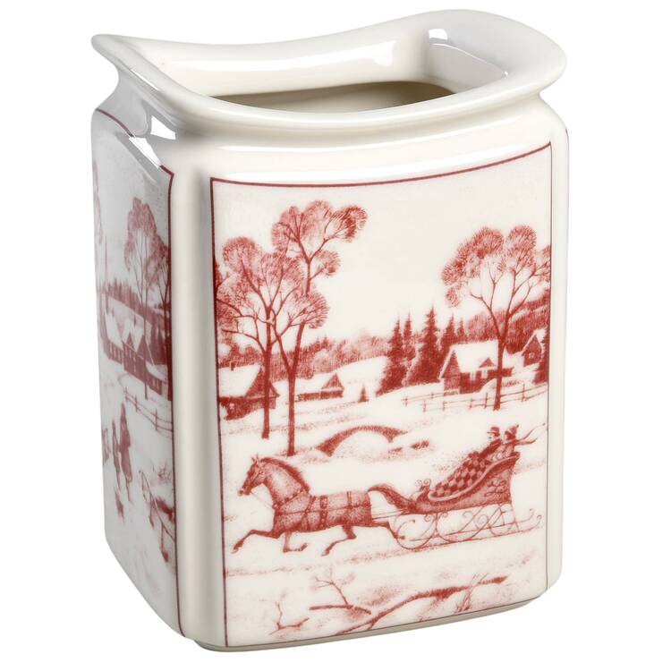 Poinsettia Toile Medium Canister No Lid