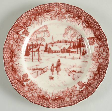 Poinsettia Toile Appetizer Plate