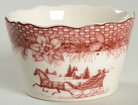 Poinsettia Toile Individual Appetizer Bowl