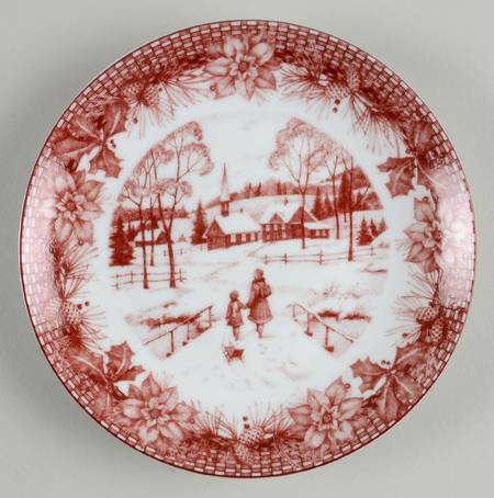 Poinsettia Toile Appetizer Plate