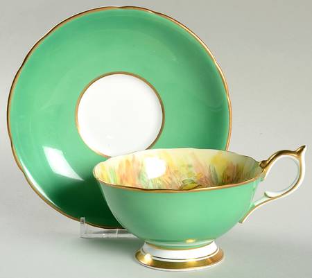 439 Green Footed Cup & Saucer Set