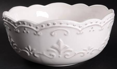 Scallop White 10" Large Salad Serving Bowl