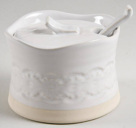 Old Havana White Sugar Bowl & Lid W/Spoon