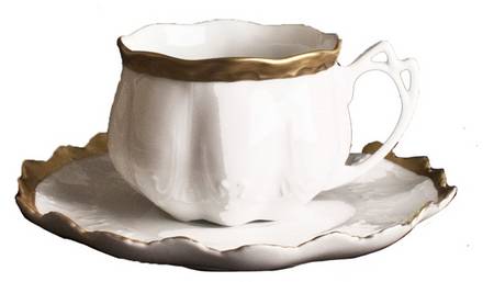 Anna's Golden Patina Flat Cup & Saucer Set