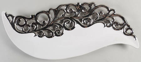 Pierced Serveware Silver (Platinum) 18" Oval Serving Platter