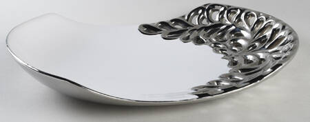 Pierced Serveware Silver (Platinum) 12" Oval Serving Platter