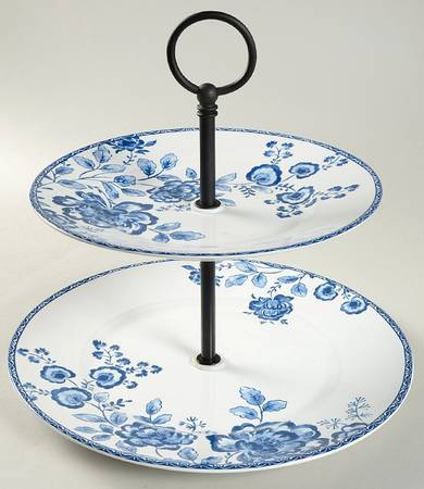 Tracy Blue 2 Tiered Serving Tray (Dinner & Salad Plate)