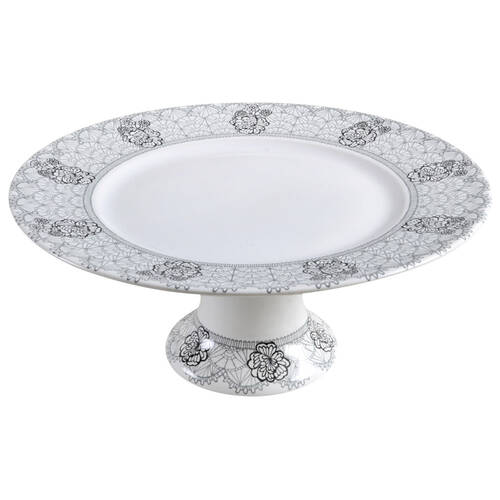 Skull Lace 11" Diameter Pedestal Cake Stand