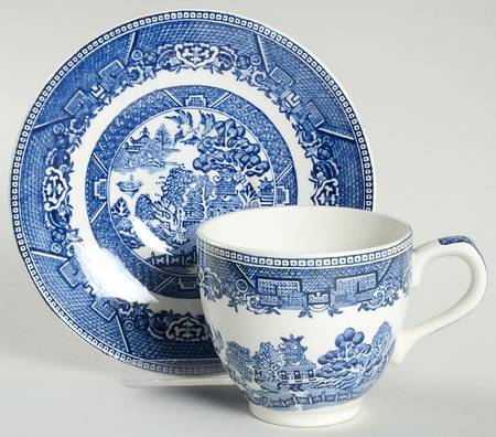 Willow (No Trim) Flat Cup & Saucer Set