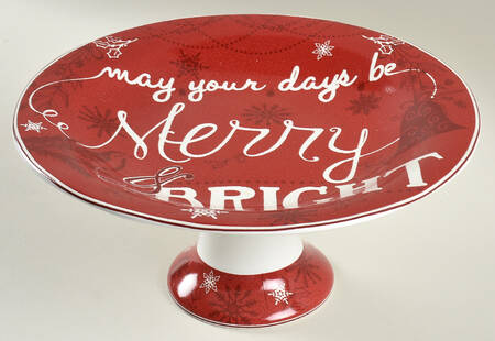 Christmas Tunes 10" Diameter Pedestal Cake Stand