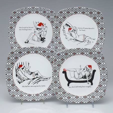 Santa's Babe Square Salad Plate - Set of 4