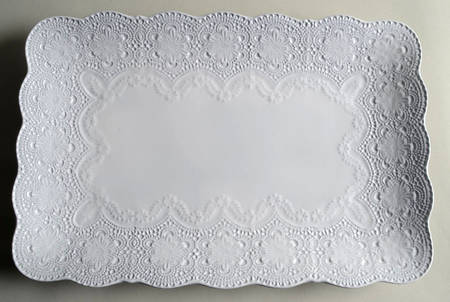 Merletto White 15" Rectangular Tray