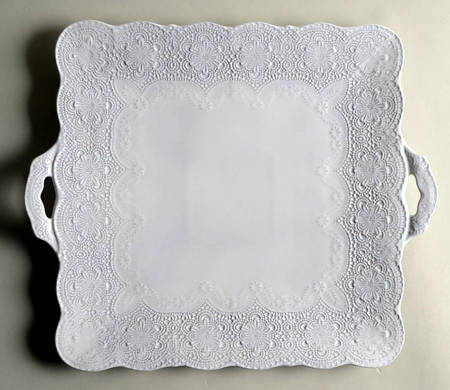 Merletto White 13" Square Handled Platter