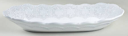 Merletto White 16" Oval Vegetable Bowl